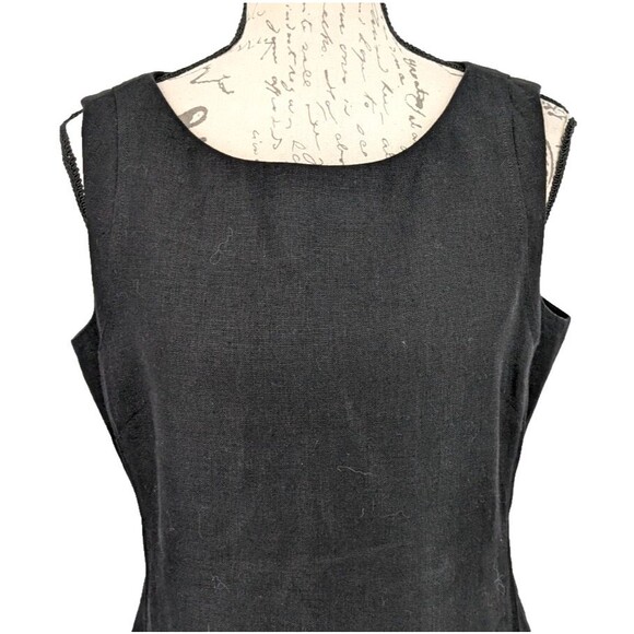 TALBOTS Black Dress Size 10 "Pure Irish Linen" Sheath Minimalist VTG - Picture 7 of 11